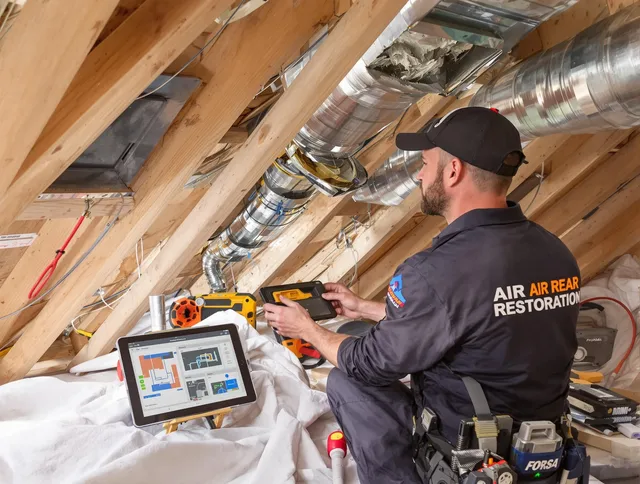 Scituate Air Duct Cleaning technician performing precise duct repair work in Scituate