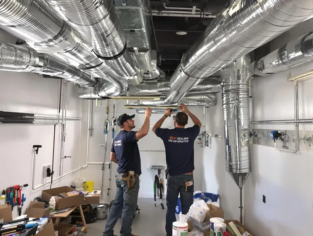 Scituate Air Duct Cleaning technician applying professional duct sealing solutions in Scituate